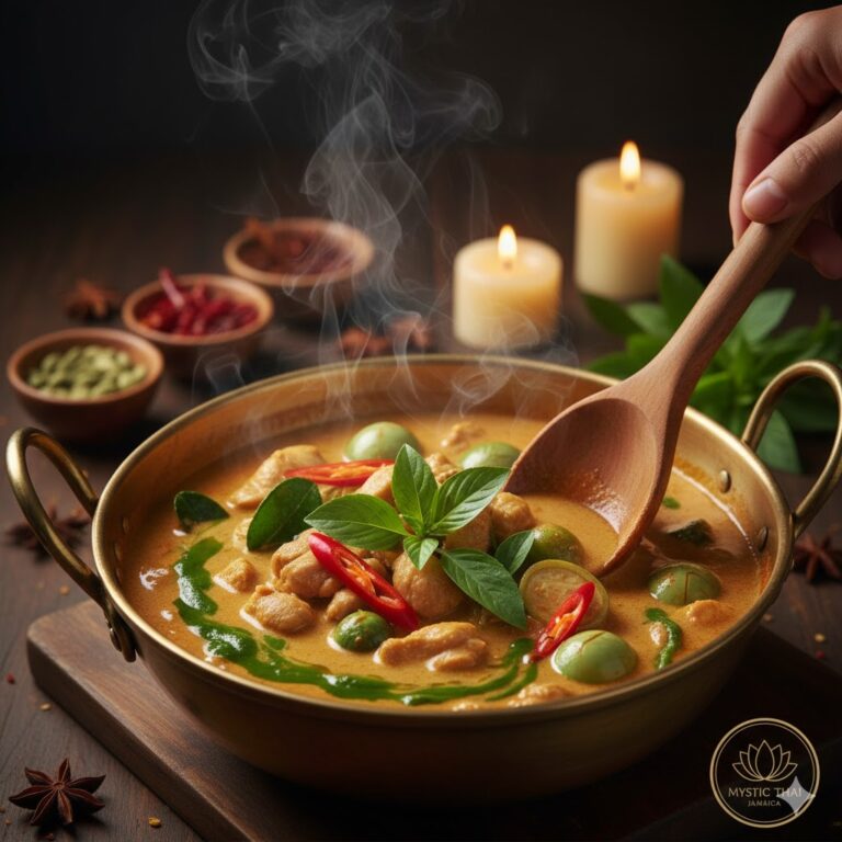 Thai curry spices blending into a full, warm, peak flavor.