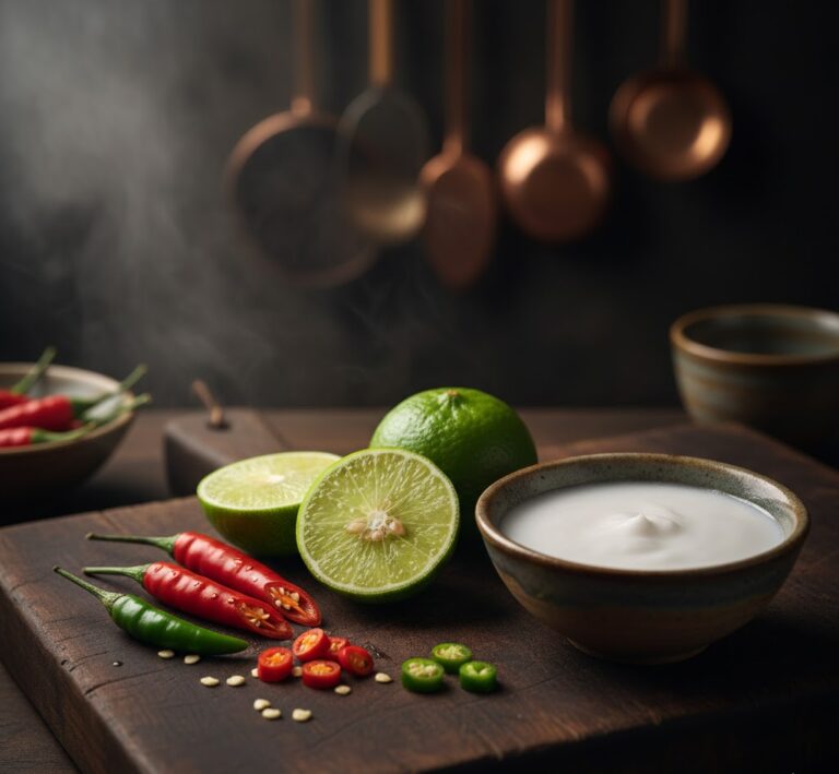 Thai bird’s eye chilies sliced on a cutting board