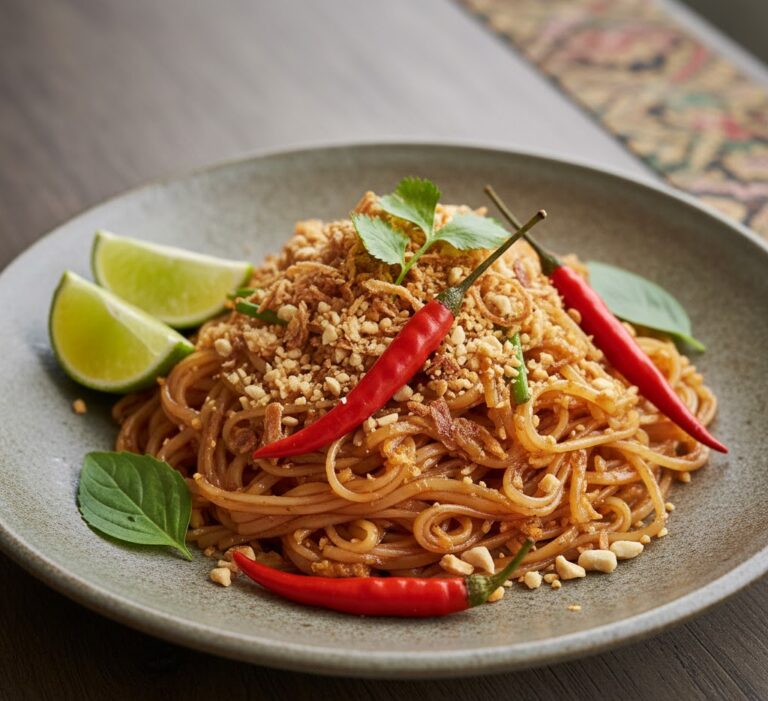 Thai dish showing contrast of sweet, sour, spicy, and savory elements