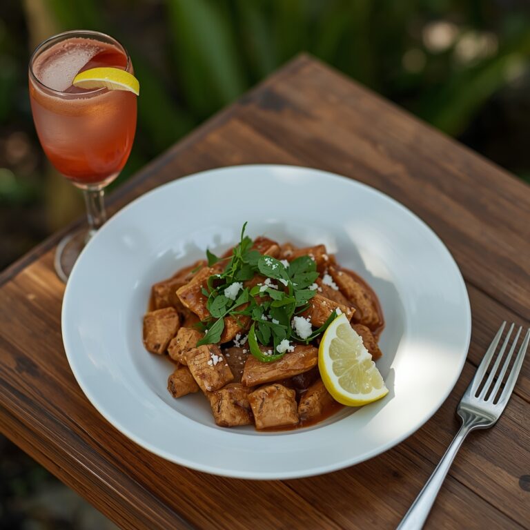 Thai dish with lime and herbs served outdoors in Jamaica