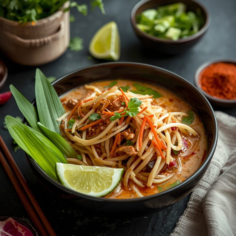 Thai dish releasing aromatic herbs and spices